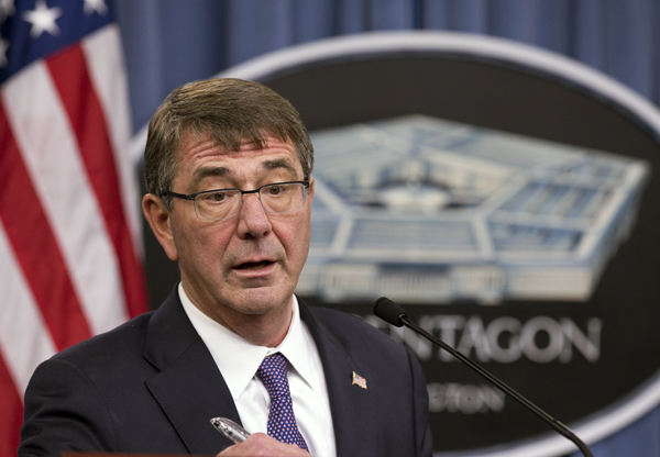 In this December 11, 2015 file photo, Defence Secretary Ash Carter speaks to reporters at the Pentagon (AP photo)